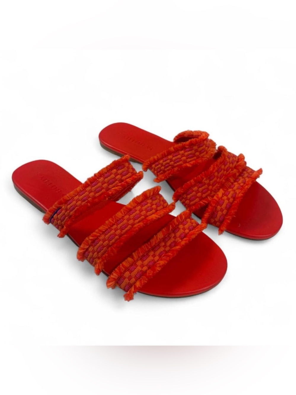Rothy's Triple Band Fringe Slide Sandal Red Woven Sandals